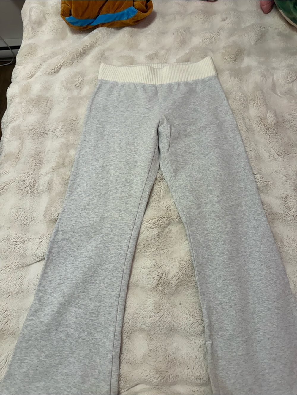 Garage Light Gray Sweatpants with Cream Ribbed Waistband